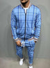 Muscle brothers 2021 new 3D printing retro men's casual sports stripe Plaid suit