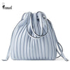 FUNMARDI Brand Design PU Leather Shoulder Bag Pleated Stripe Bucket Bag Ladies Crossbody Bag For Women Bag 2021 Handbag WLHB3081