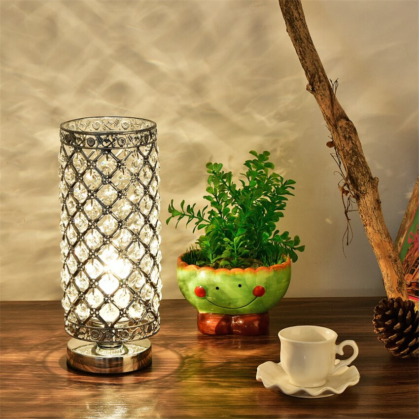 Modern Table Light Crystal LED Table Lamps Beauty Eyeshield Desk Lamps Home Bedroom Living Room Decoration Bedside Desk Light