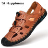 2021 New Summer Men's Leather Sandals Brand Fashion Casual Handmade Roman Sandals Outdoor Sport Hiking Beach Sandals Big Size 48