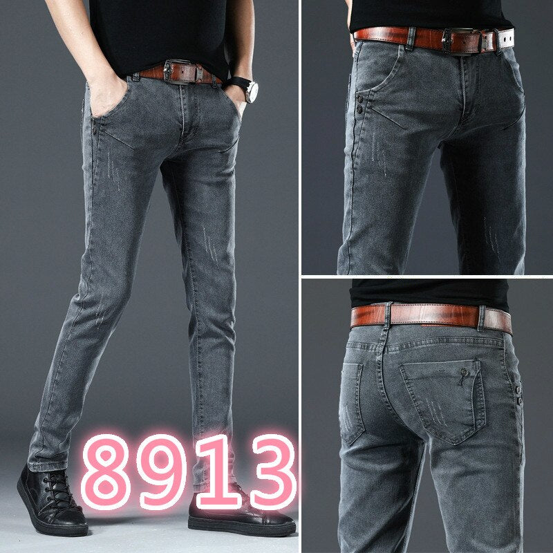 Brand 2020 New Arrivals Jeans Men Quality Casual Male Denim Pants Straight Slim Fit Dark Grey Men's Trousers Yong Man