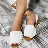 MCCKLE Summer Sandals Women Flats Female Casual Peep Toe Shoes PU Slip on Leisure Solid Sewing Footwear Two-piece Plus Size