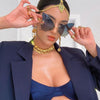 Unique Rimless Overiszed Butterfly Cat Eye Sunglasses For Women New Fashion Brand Gradient Sun Glasses Big Frame Female Shades