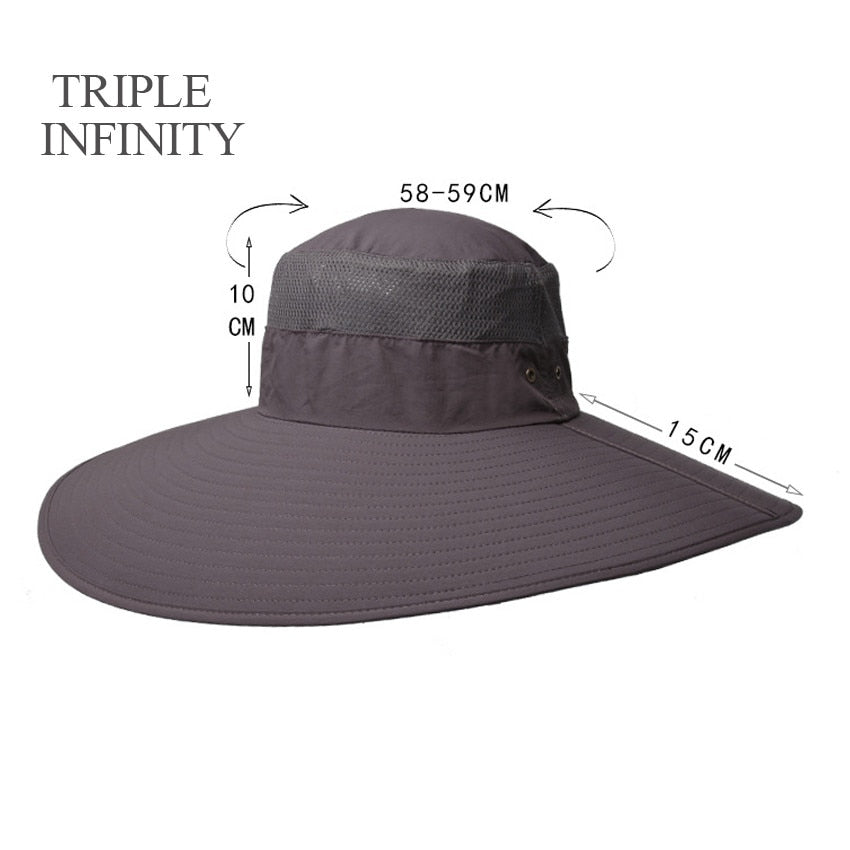 New Summer Sun Hat For Man Outdoor Quick-drying Sun-proof Men's Panama Hat Fishing Breathable Male Large Wide Brim Bucket Hats
