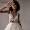 BEPEITHY Vestido De Noiva V Neck Sleeveless Wedding Dresses 2021 For Women Open Back Ball Gown Lace Organza Bridal Gown New