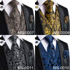 Hi-Tie Silk Adult Men's Vest for Suit Luxury Paisley Floral Plaid Suit Vest and Tie Set Blue Gold Red Sliver Wedding Vest Men