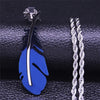 2021 Fashion Feather Stainless Steel Long Necklace for Men Gold Color Necklace Jewelry Gift acero inoxidable N1039S02