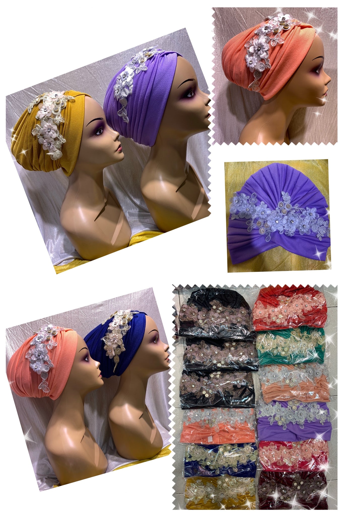 Shining Sequins Muslim Turban Cap Women Sequence Ready Female Head Wraps African Auto Gele Aso Oke Headwear Already Made Headtie