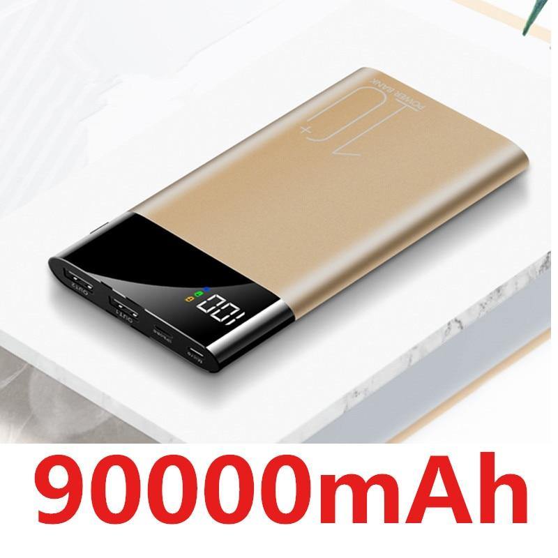 90000mAh Power Bank Portable Ultra-thin Phone Charger Digital Display 2 USB Outdoor Travel Powerbank for Xiaomi Samsung IPhone - Surprise store