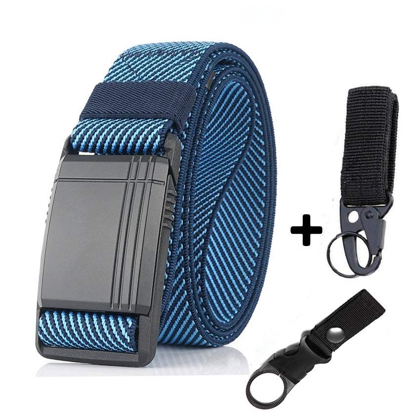 New Elastic Belt For Men Slide Metal Magnetic Buckle Adjustable Male Trousers Belts Military Combat Tactical Belts High Quality