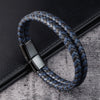 Trendy Men Jewelry Red Braided Leather Rope Bracelet Black Magnetic Buckle Bracelets Punk Men Wrist Band Pulsera Hombre