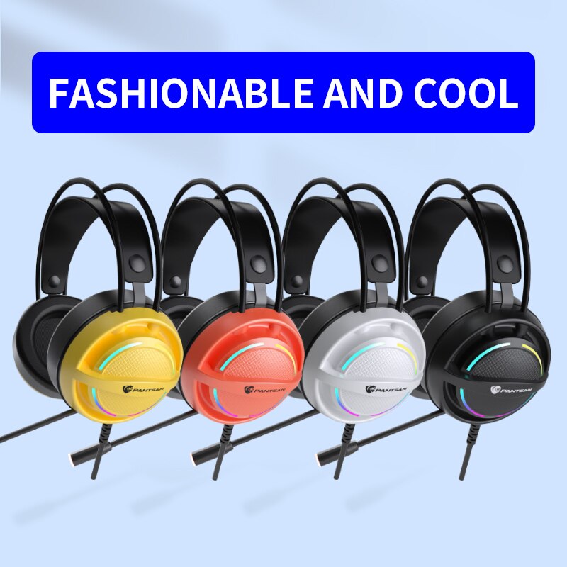 Gaming Headsets Gamer Headphones Surround Sound Stereo Wired Earphones USB Microphone Colourful Light PC Laptop Game Headset