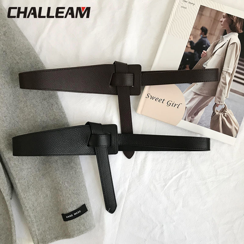 Newest Design knot pu leather belts for women soft knotted strap belt long dress accessories lady waistbands 273