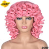 Short Hair Afro Curly Wig With Bangs Loose Synthetic Cosplay Fluffy Shoulder Length Natural Wigs For Black Women Dark Brown 14