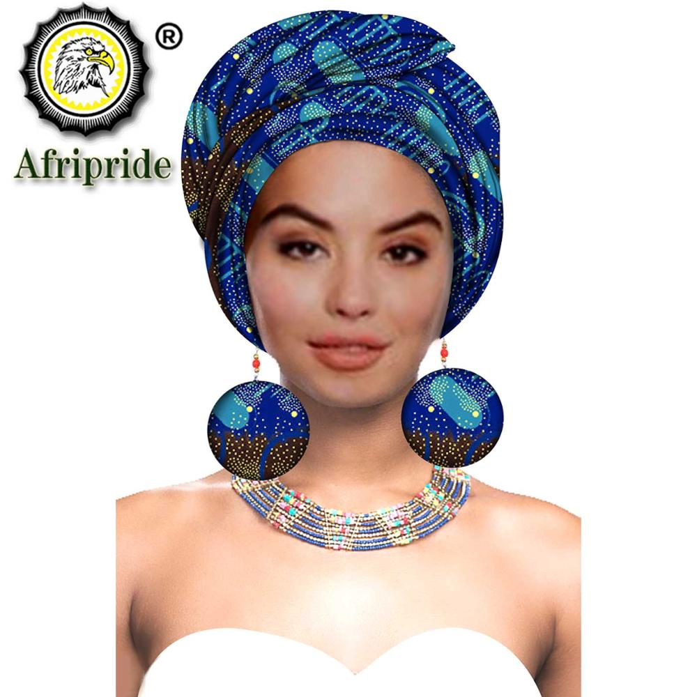 African Turbans African Headwraps for Woman African Headscarf Nigerian Headtie with Matching Earring Dashiki Ankara Wax S20H004