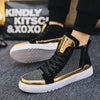 2019 Cool Men High Top Men Gold Glitter Sneakers Lace Up Crystal Platform Flats Gold Shoes Man Sequins krasovki Bling Shoes AC-2 - Surprise store
