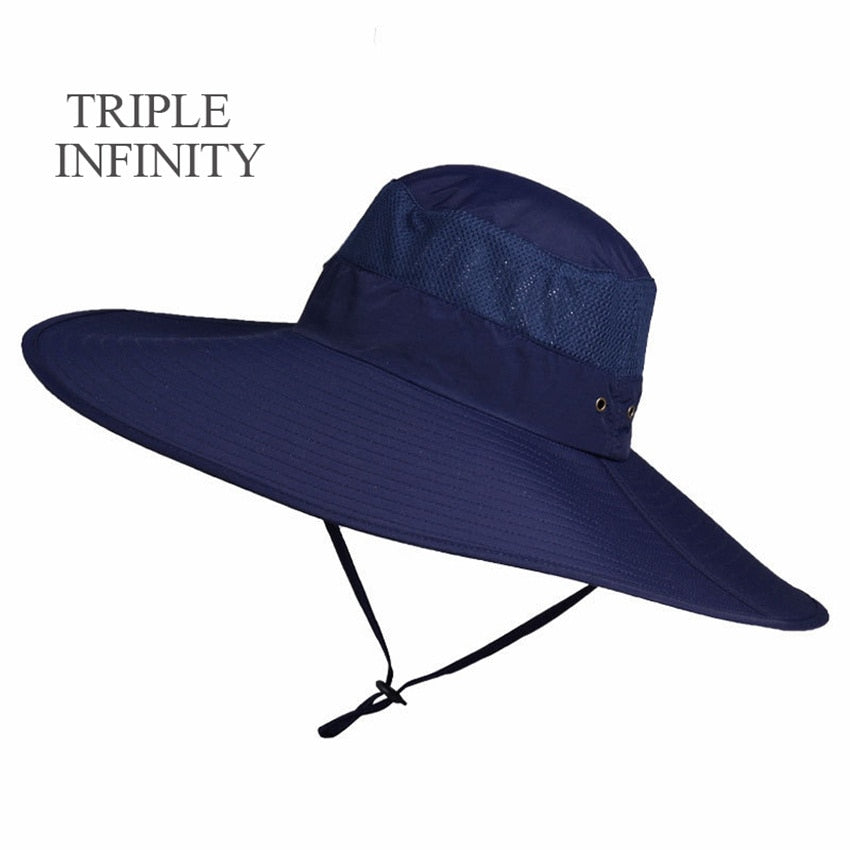 New Summer Sun Hat For Man Outdoor Quick-drying Sun-proof Men's Panama Hat Fishing Breathable Male Large Wide Brim Bucket Hats