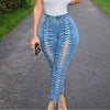 Woman High Waist Stretchy Jeans Lace Up Slim Women's Jean Fashion Pencil Skinny Jeans
