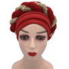 Latest Diamonds Turban Cap for Women Ready Female Head Wraps African Auto Geles Aso Oke Headtie Muslim Headscarf Turbans Hat