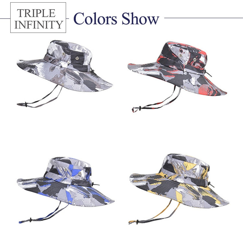 New Fashion Sun Hat Male Sunshade Summer Outdoor Fishing Sun-proof Breathable Foldable Big Wide Brim Men's Panama Hat Bucket Hat