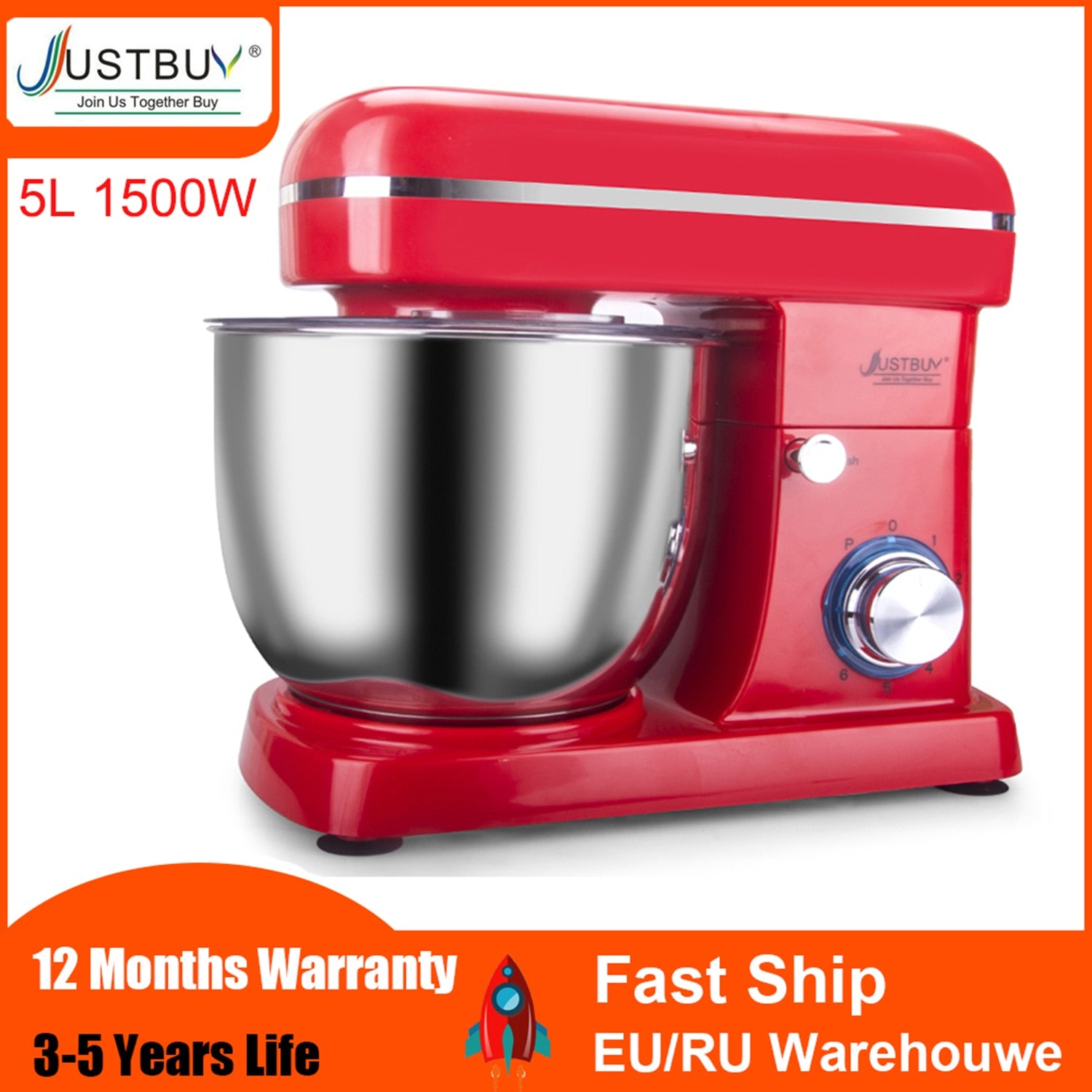 24 Month warranty Food Processor 1500W 6-speed Kitchen Stand Mixer Cream Egg Whisk Blender Cake Dough Mixer Bread Maker Machine