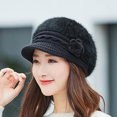 Hot Women Rabbit Fur Knitted Hats Casual Solid Color Autumn girls Winter Hat Female Bonnet Caps Boina Feminino - Surprise store