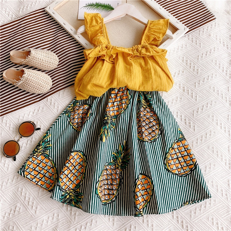 Children Clothing 2020 Summer Toddler Girls Clothes T-shirt+Skirt Outfit Kids Tracksuit Suits For Girls Clothing Sets 5 6 7 Year