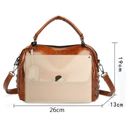 Luxury Ladies purses and handbags Vintage Rivet Handbags PU Leather Women Bag Sequined Shoulder Bag Women Leather Handbags