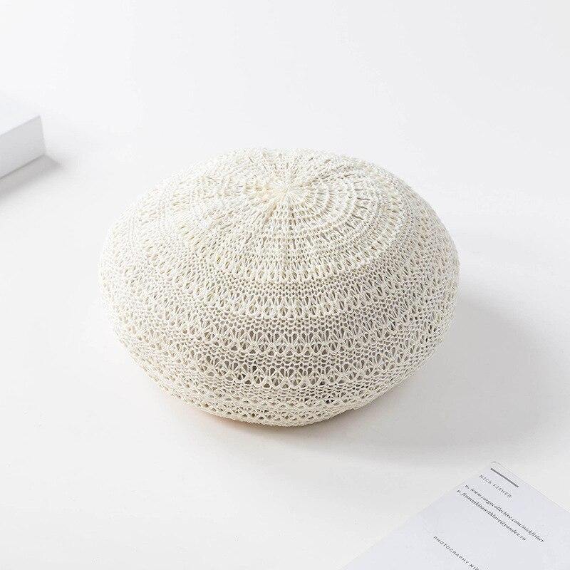 2021 Summer Beret Hats For Women Flat Cap Knit Hollow lace beret Hats Lady Girl Berets Hat Bone Female Tocas Painter Hat sun cap - Surprise store