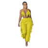 2021 Summer Women Two Piece Fashion Sexy Halter Top High Waist Fringed Stretch Pants Trousers Casual Party Club Clothing Women