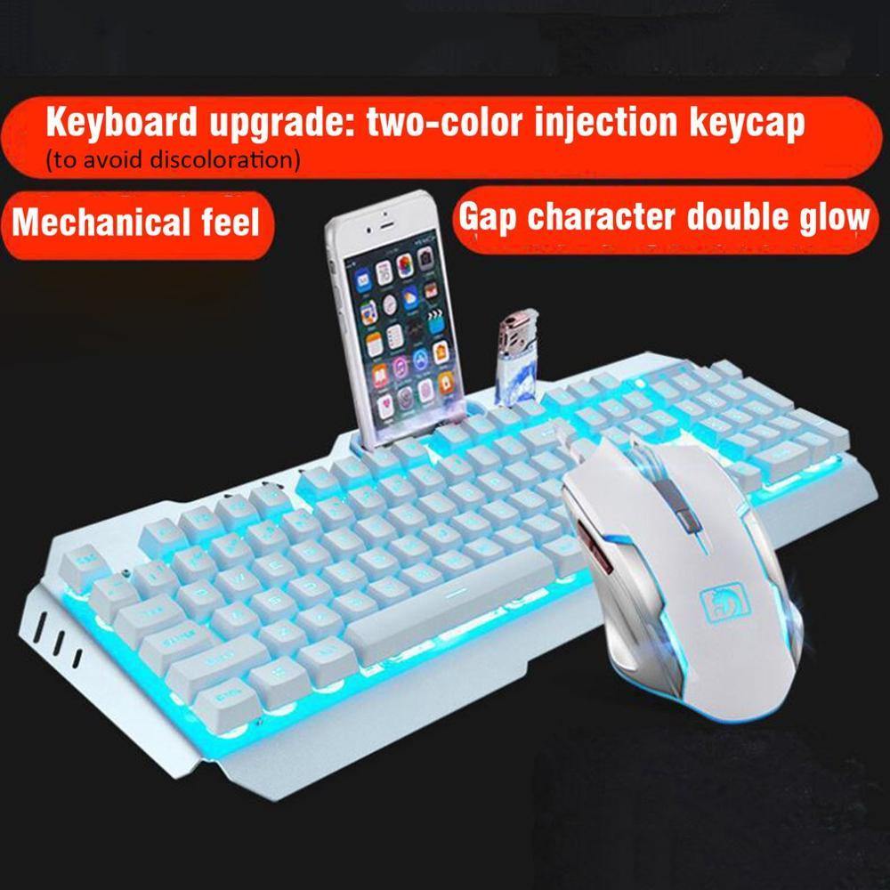 K670 Wireless Rechargeable Gaming Keyboard + Mouse Set LED Backlit Mechanical Feel USB Keyboards Mice Combos - Surprise store