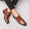 2020 New Business Pointed Flat Shoes Men Designer Formal Dress Carved Leather Shoes Men's Loafers Festival Party Wedding Shoes - Surprise store