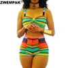 summer sexy bikinis rainbow striped patchwork women's swimwear high waisted bikini set button decoration swimsuit biquini XL - Surprise store