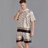 Silk Men Pajama Sets Satin Pajama Man Sleepwear Pajamas Nightgown Summer Short Sleeve Print Men Pyjamas