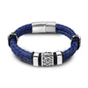MingAo Punk316l Stainless Steel Irregularly Cracked Bead Bracelet Genuine Braided Leather Male Bracelets & Bangles Men's Jewelry