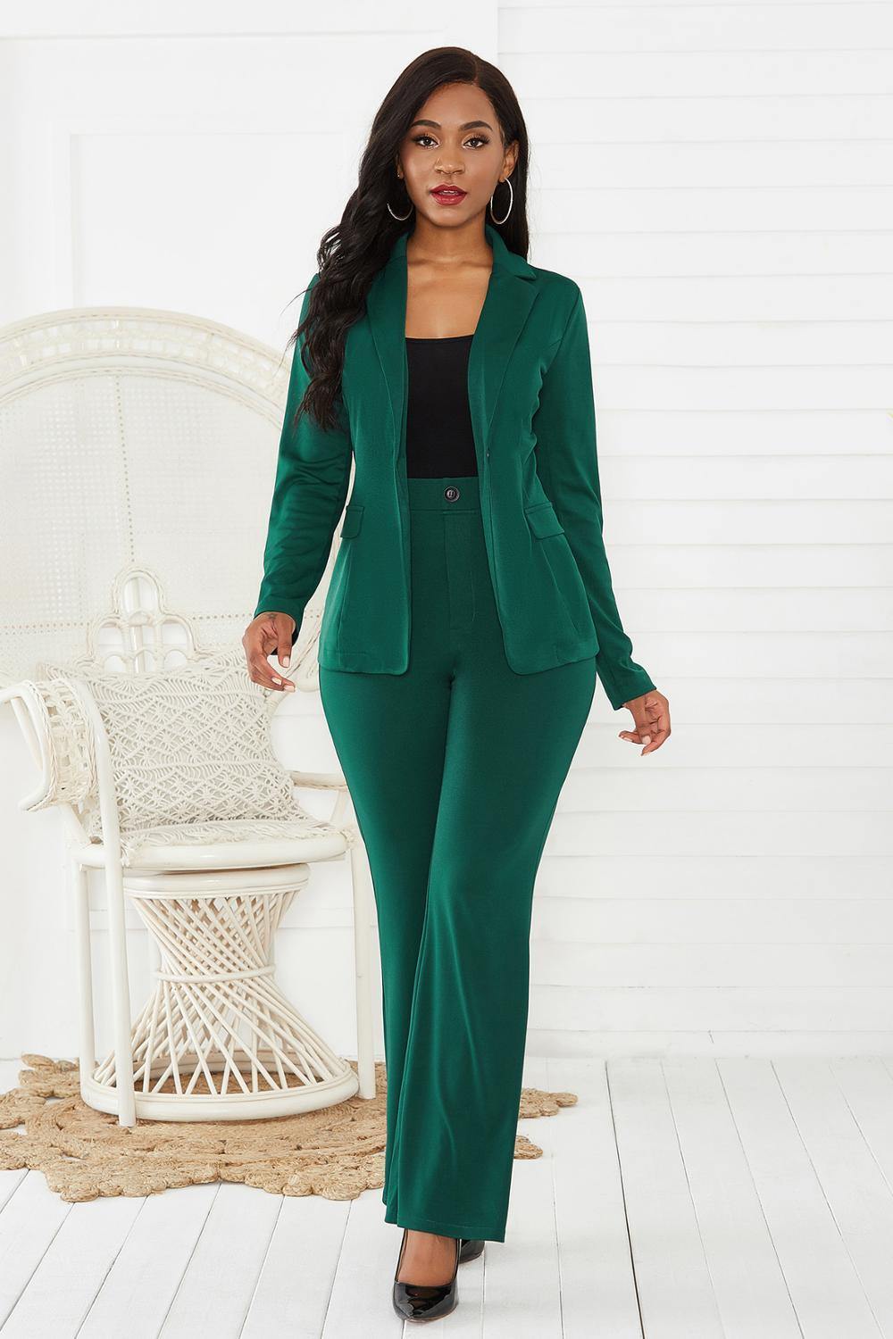 women's suit office two piece set long sleeve suit pants 2 piece set female winter two pieces sets office female - Surprise store