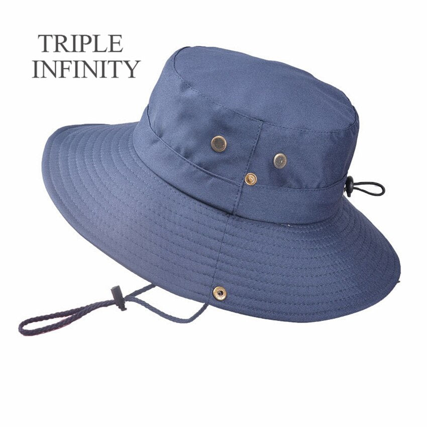 Outdoor Summer Men's Sun Hat Wide Brim Breathable Mountaineering Hiking Bucket Hat Anti-UV Sun Protection Sunshade Fishing Hat