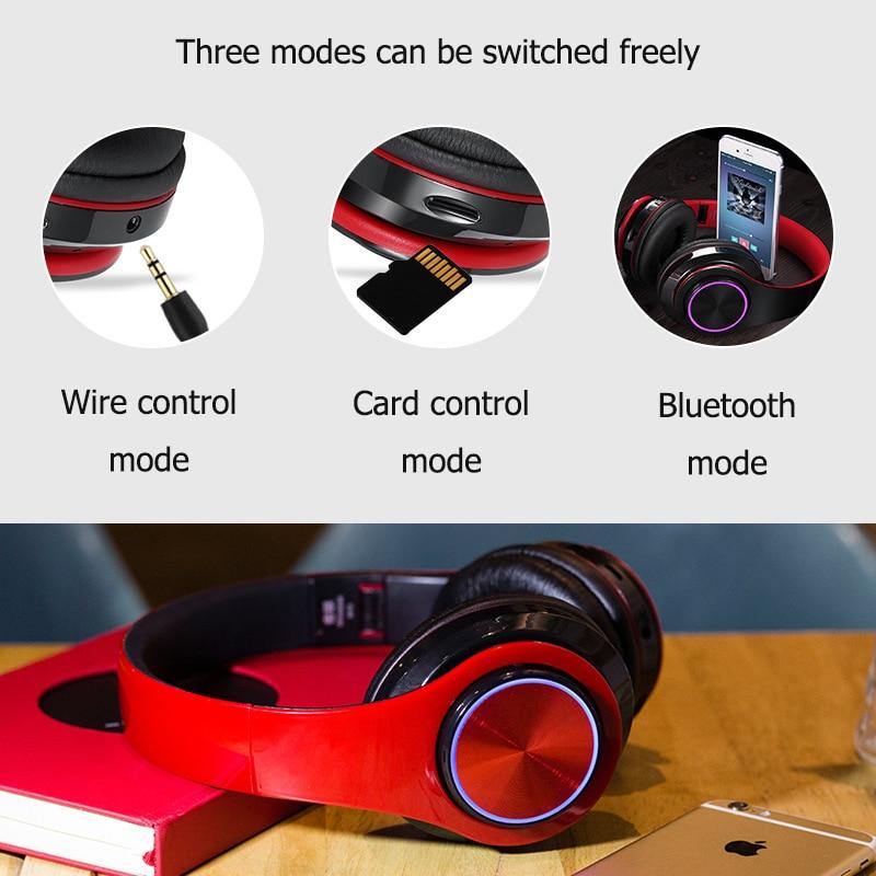 B39 Bluetooth Headphones Portable Folding Headset mp3 player With Microphone LED Colorful Lights wireless Headphone - Surprise store