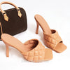Marian Sqaure Toe Red Quilted Mule Heels Shoe Black PU High Heel Shoes Women Sandals Sliper Woman Shoes zapatos mujer White Blue