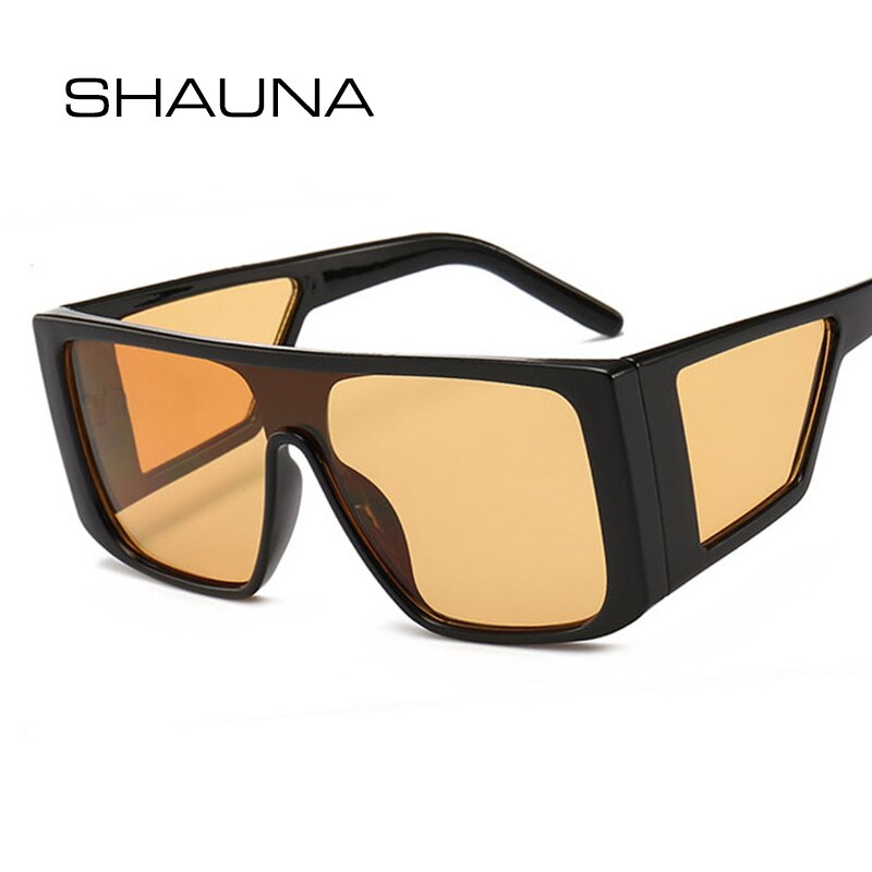 SHAUNA Square Punk Sunglasses Men Double Lens Windproof One Pieces Lens Eyewear Women Flat Top Cool Retro Goggle Sun Glasses Men