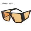 SHAUNA Square Punk Sunglasses Men Double Lens Windproof One Pieces Lens Eyewear Women Flat Top Cool Retro Goggle Sun Glasses Men