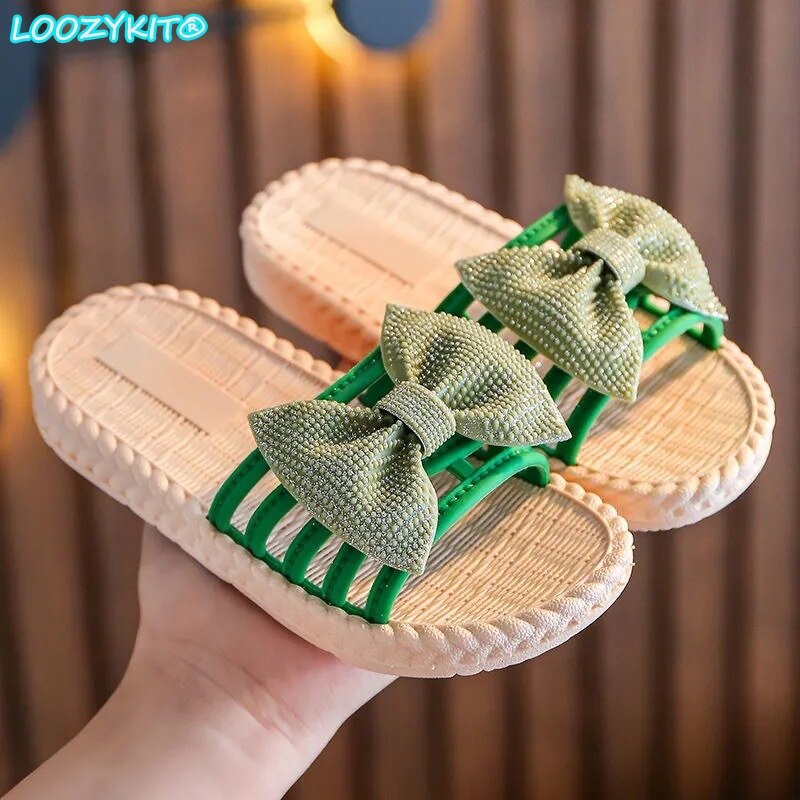 New Summer Girls Sandals Slides Kids Beach Sandals Pleated Ruffles Princess Sweet Kids Slippers for Bath Swimming Indoor Outdoor