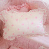 48x74cm Pink Twin Heart Rabbit Pillow Case Cover Cotton Hairball Ruffle Pillowcase Girl Cute Bedding Toy Home Decor