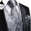 Hi-Tie 11 Kinds Silk Men's Waistcoat and Tie Set Business Wedding Vests With Necktie Hankerchief Cufflinks Floral Paisley Slim
