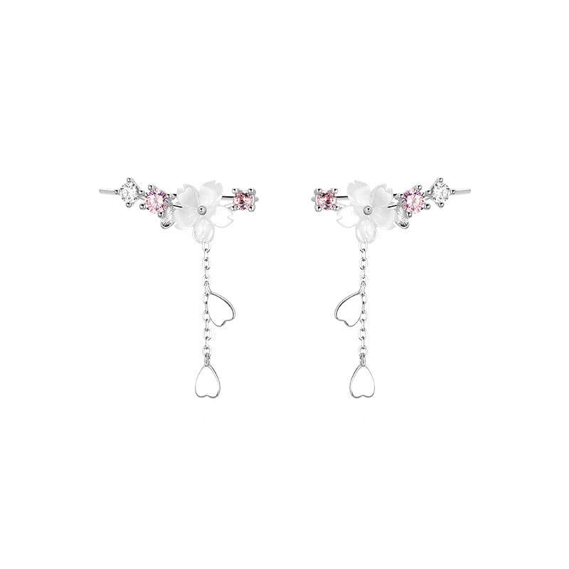 Foxanry Prevent Allergy 925 Sterling Silver Stud Earrings for Women New Trendy Elegant Flowers Tassel Party Jewelry Wholesale