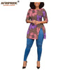 African print women casual shirt AFRIPRIDE tailor made half sleeves side slit long blouse for women 100% cotton A1922005 - Surprise store
