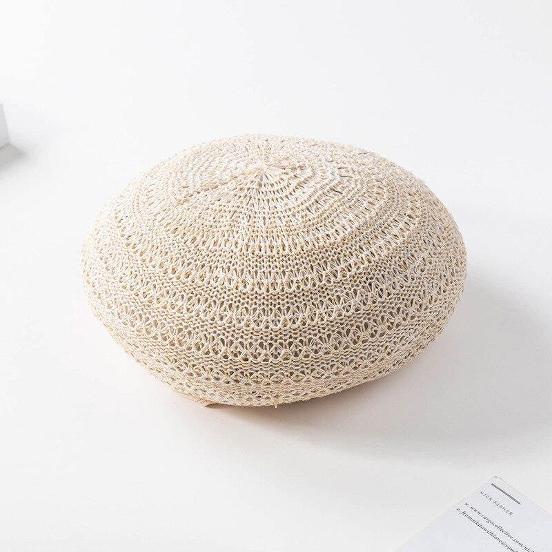 2021 Summer Beret Hats For Women Flat Cap Knit Hollow lace beret Hats Lady Girl Berets Hat Bone Female Tocas Painter Hat sun cap - Surprise store