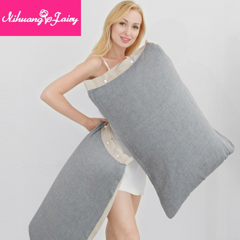 Four-layer gauze pillowcase simple adult large 2 packs four seasons thickening and soft cotton single pillowcase