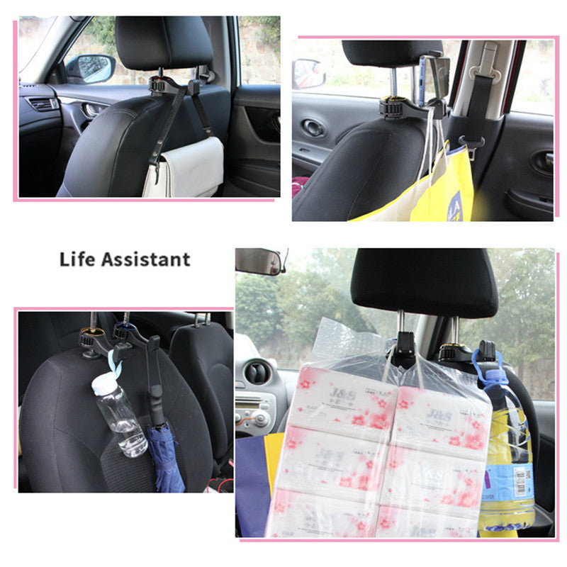 Universal Car Headrest Hook with Phone Holder Multi-function Car Adjustable Hook Hanging Groceries Car Interior Accessories