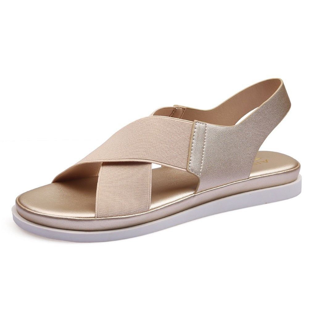 Summer Comfy Slip On Women Sandals Elastic Textile Splicing Sandals Casual Beach Shoes For Woman Classics Non-slip Lightweight